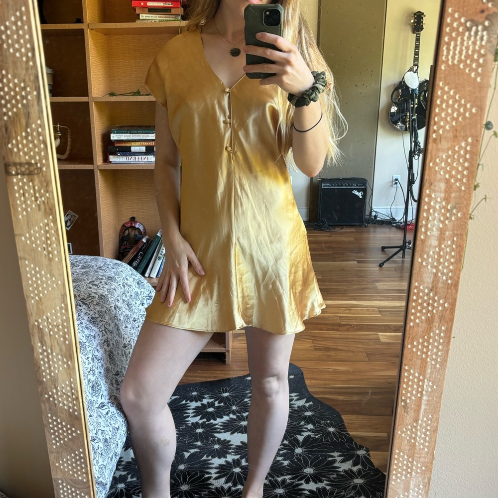 Vintage Silk Slip Dress Gold 90s Victoria’s Secret